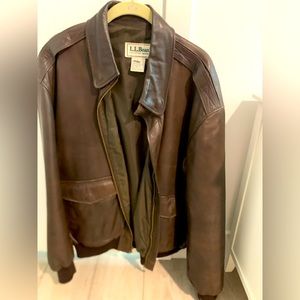 Vintage L.L. Bean Brown Leather Jacket Mens Large - 100% Leather Original Owner